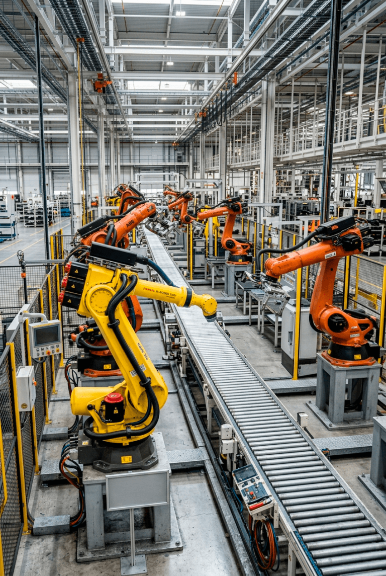 Robot INDRA de una fabrica de montaje de mecatronica industrial